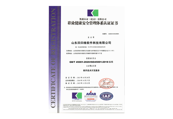 職業(yè)健康安全管理體系認(rèn)證證書